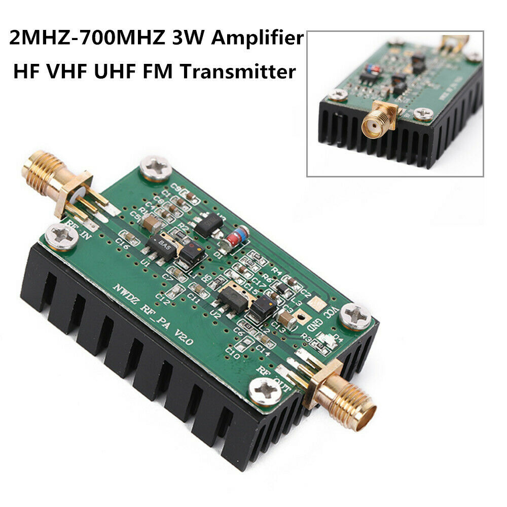 2MHZ-700MHZ 3W Amplifier HF FM UHF Transmitter Broadband RF 7 Shortwave 35 dB