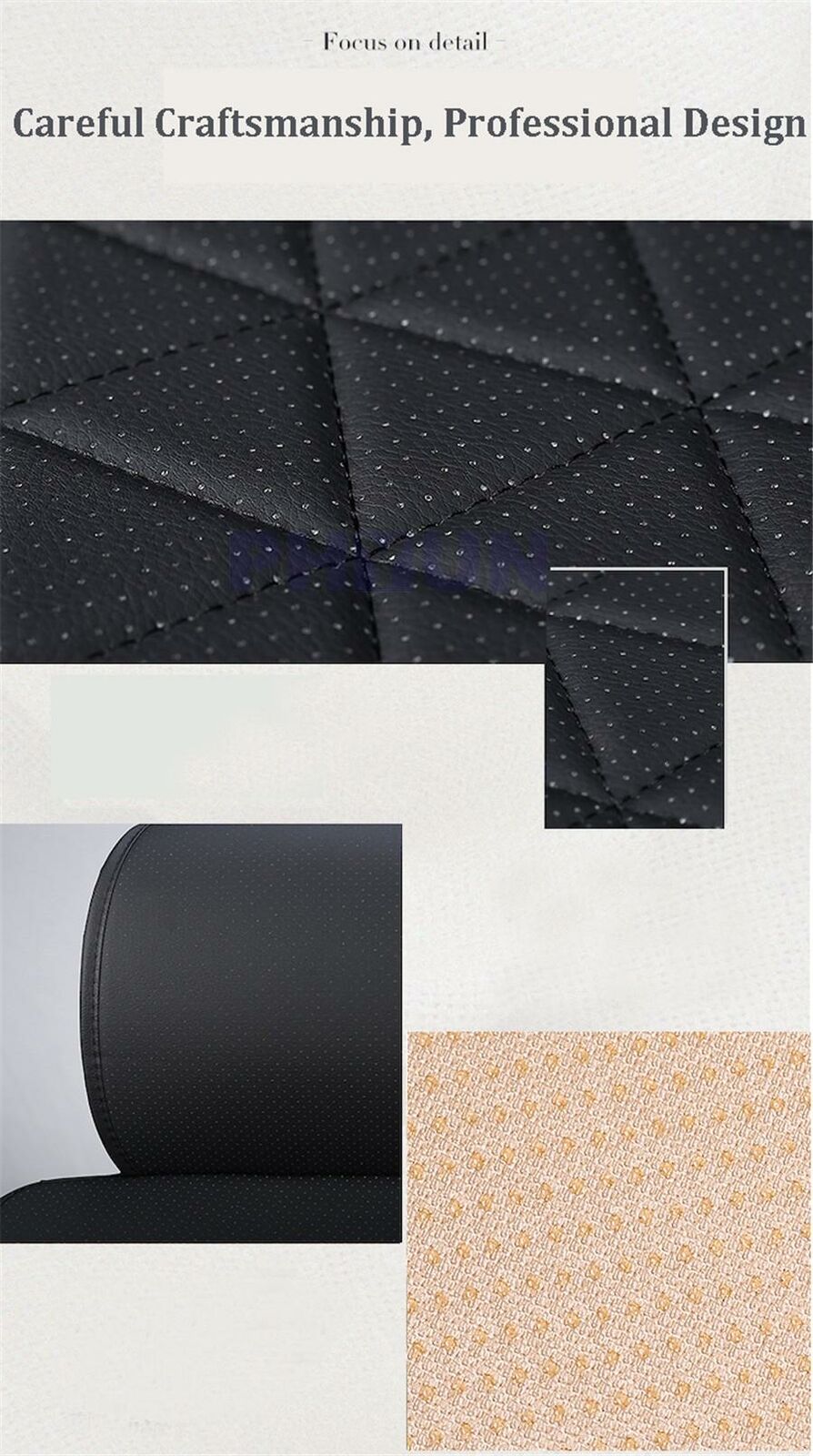 1PCS PU Leather Black Breathable Front Seat Cover Protector Cushion All Season