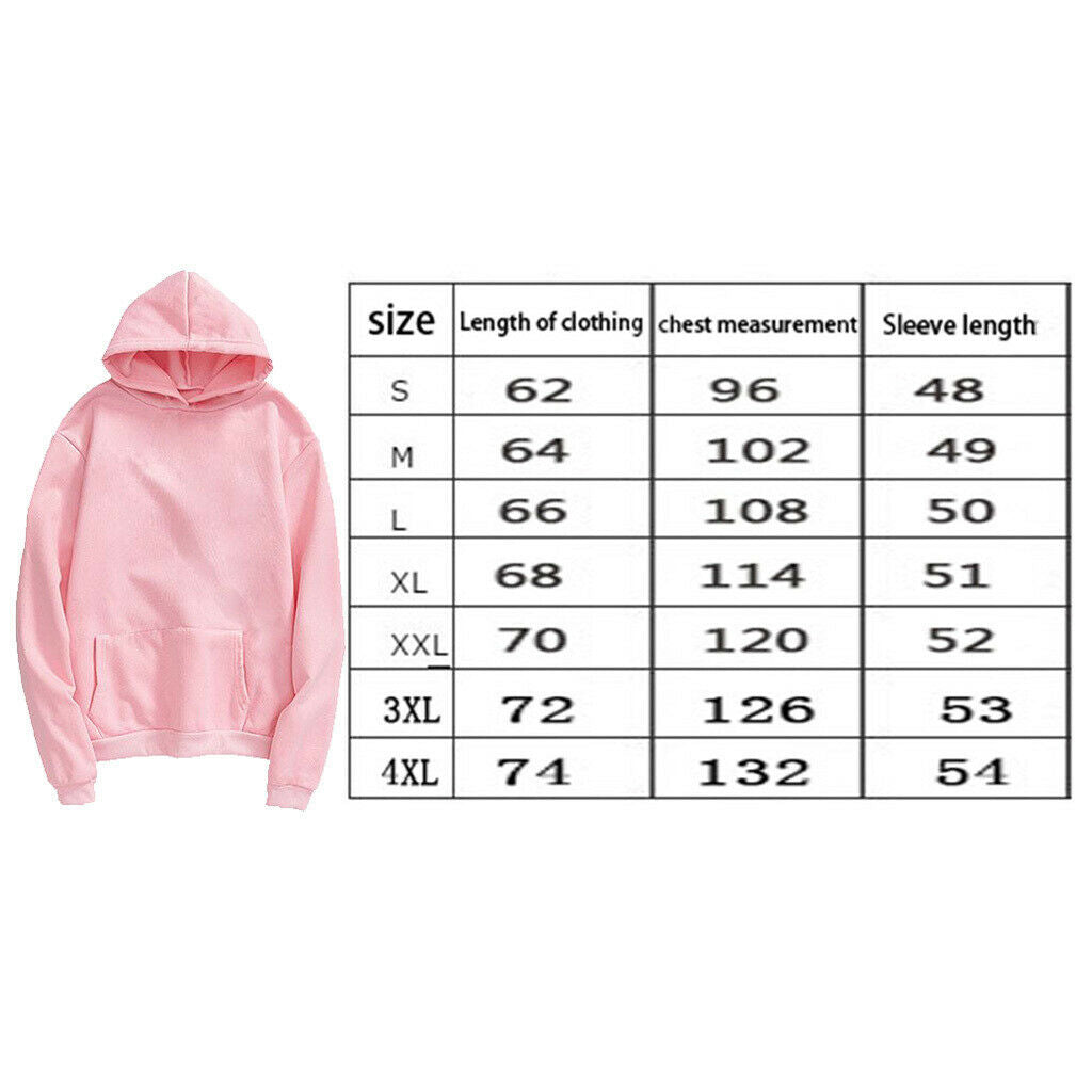 Women Mens Hooded Fleece Sweatshirt Casual Basic Pullover Sweatshirt M