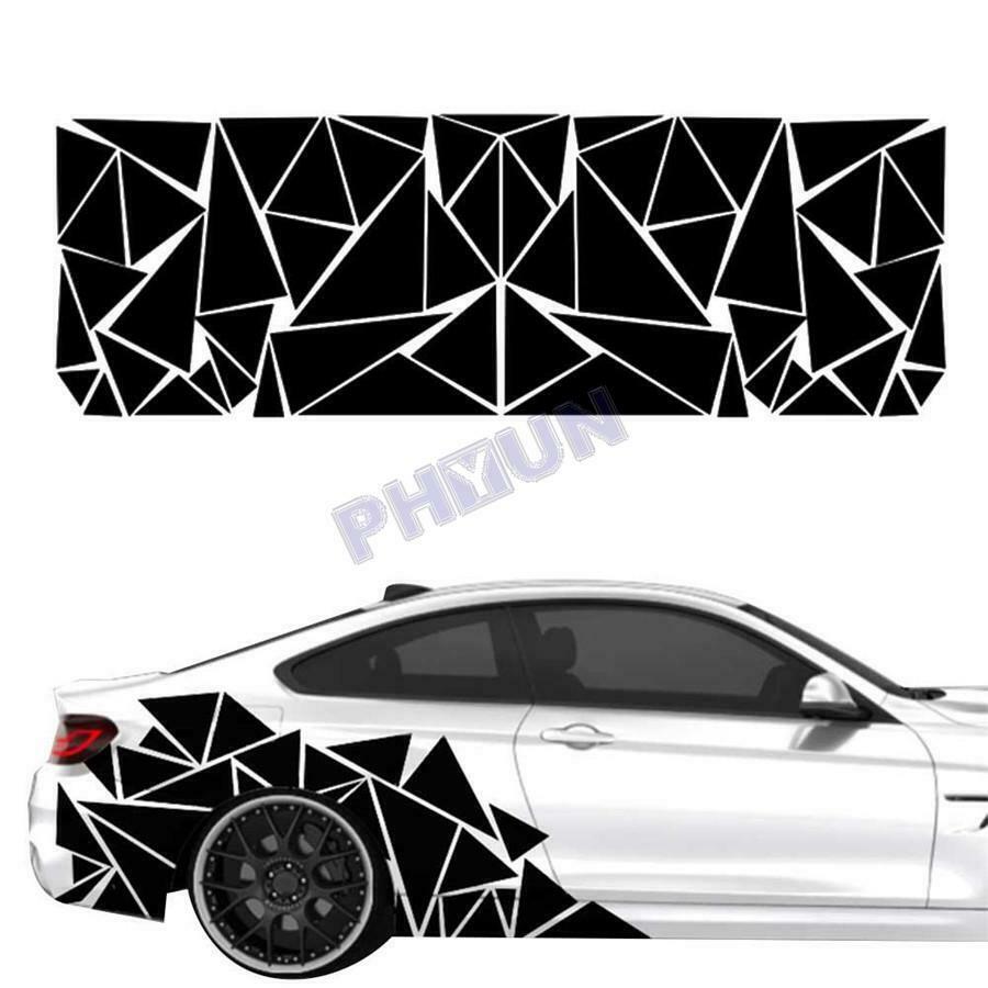 200 x 60cm Car Truck Body Stickers Decals Glossy Black Triangles Look Waterproof