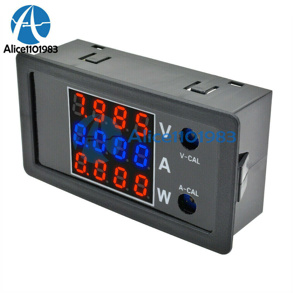 Digital Voltage Current Power Meter DC 100V 10A 1000W Thermostat Red +Blue+Red