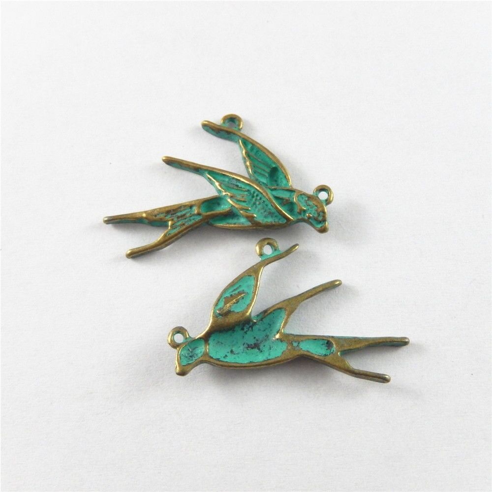 40 pcs Retro Swallow Patina Charm Bird Pendant DIY Making Craft Alloy 30*18*4mm