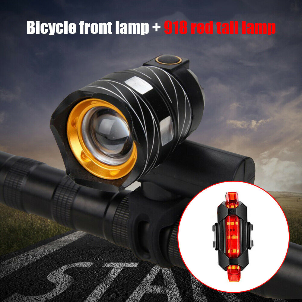 Bike LED Headlight Light Set Waterproof Bicycle Headlight  Modes Zoom Lighting @