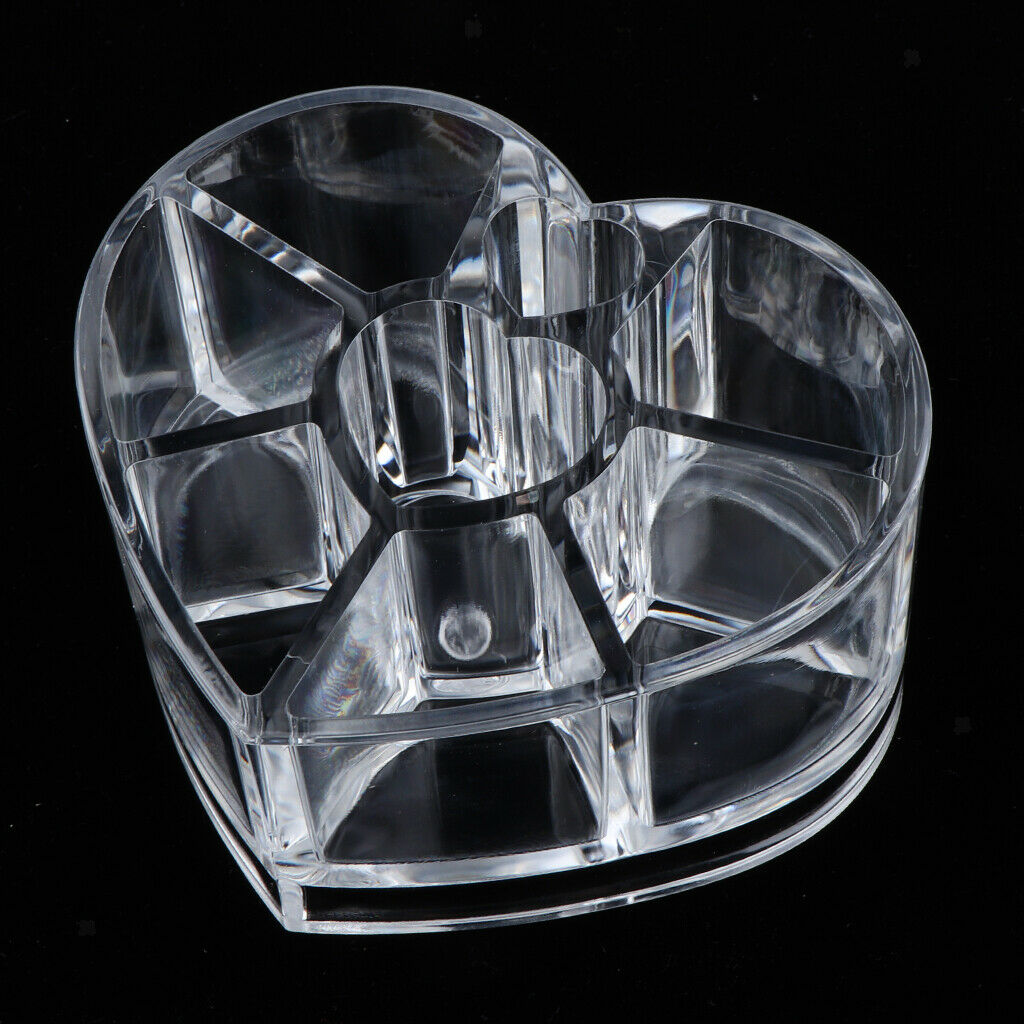 Clear Acrylic Box Storage Container Cosmetic Organizer Heart Shape Case