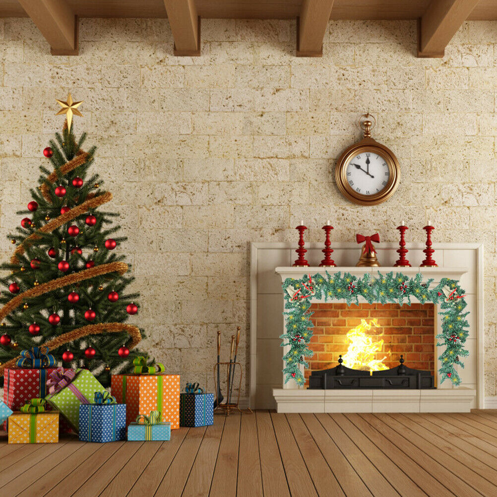 1.8m Christmas Garland with LED Rattan Garland Illuminated Christmas Decoration