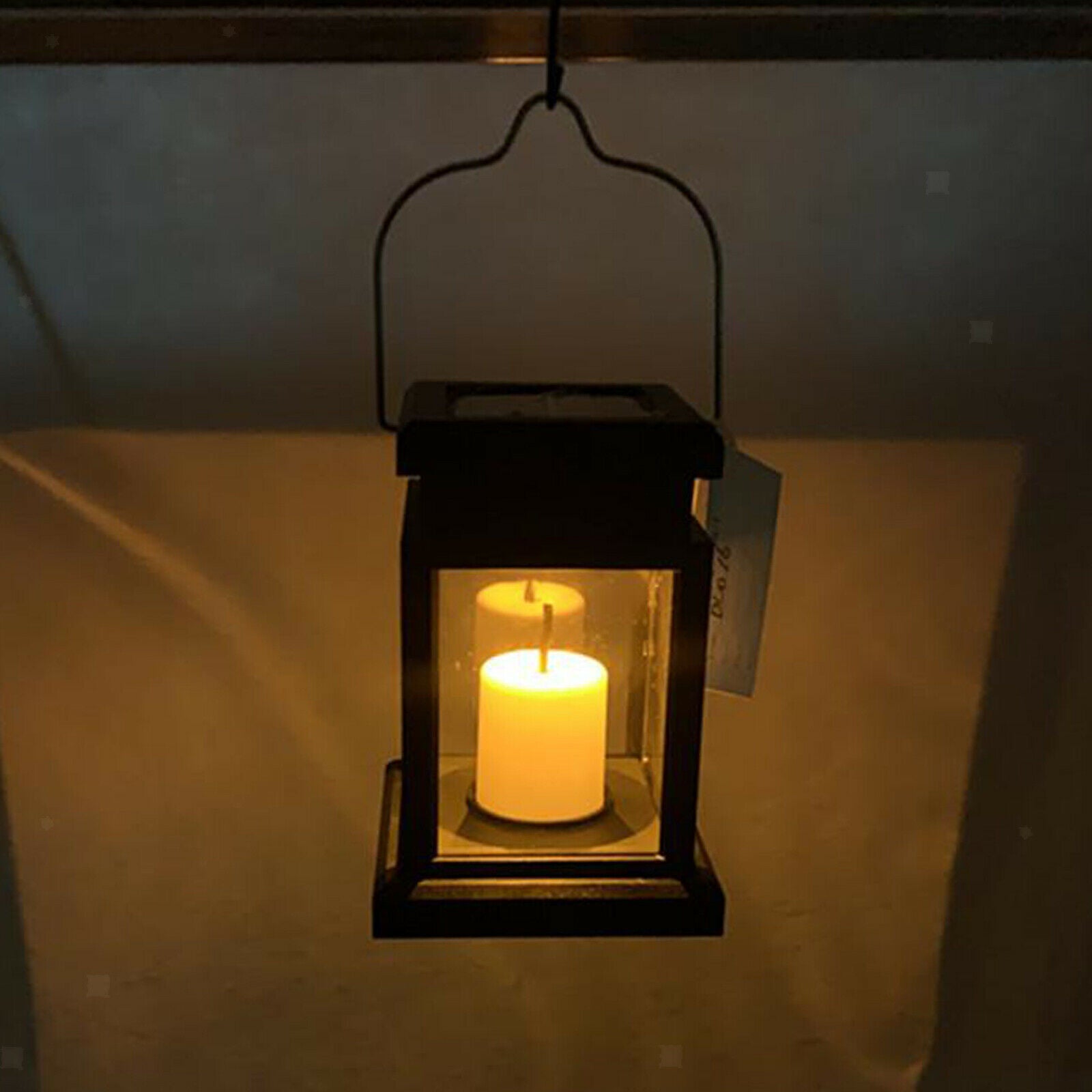 Outdoor Hanging Solar Lights Lantern Waterproof LED Lantern Flickering Flame