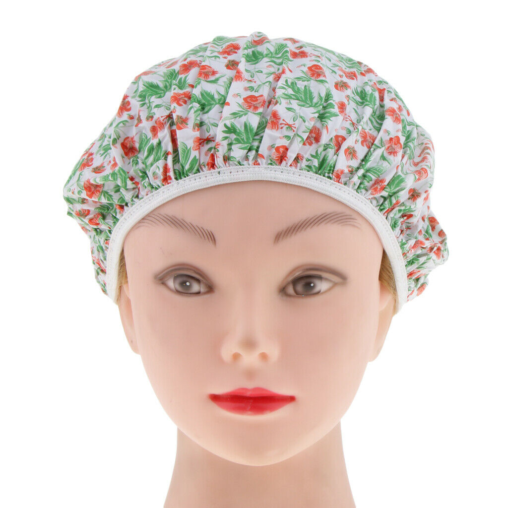Women Shower Caps Bathing Bath Hat Elastic Salon Hair Cover Head   Cyan