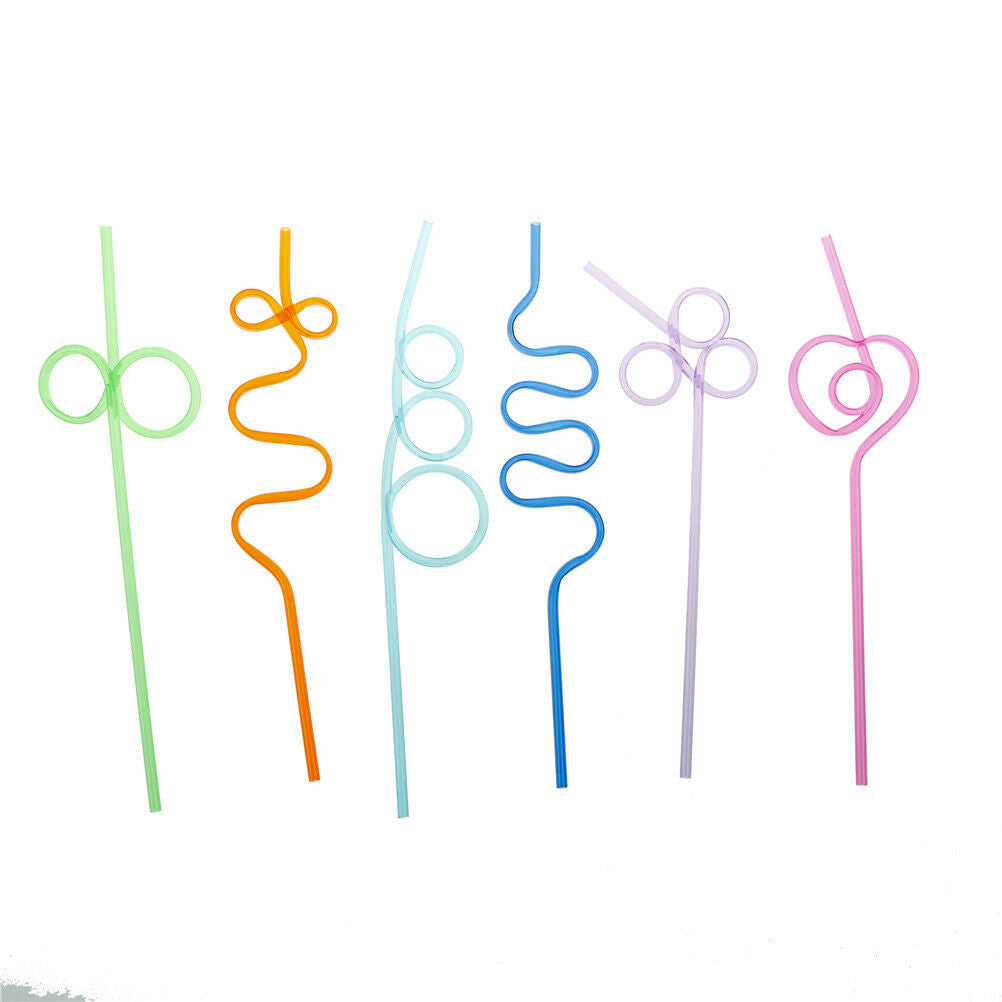 10Pcs Colorful Drinking Straws Crazy Curly Loop Plastic StrawsZ SJ