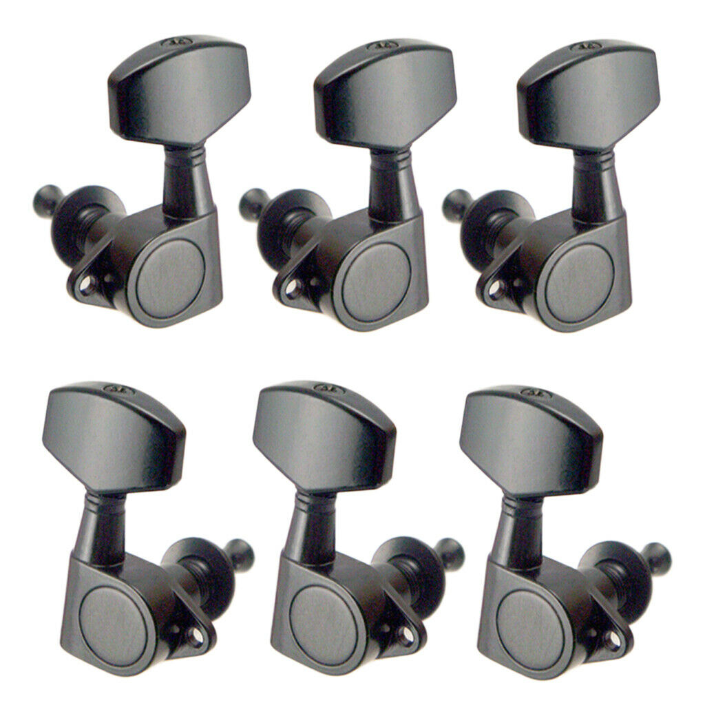 6 Pieces Iron Left+Right Tuning Pegs Machine Heads for Acoustic Guitar Black