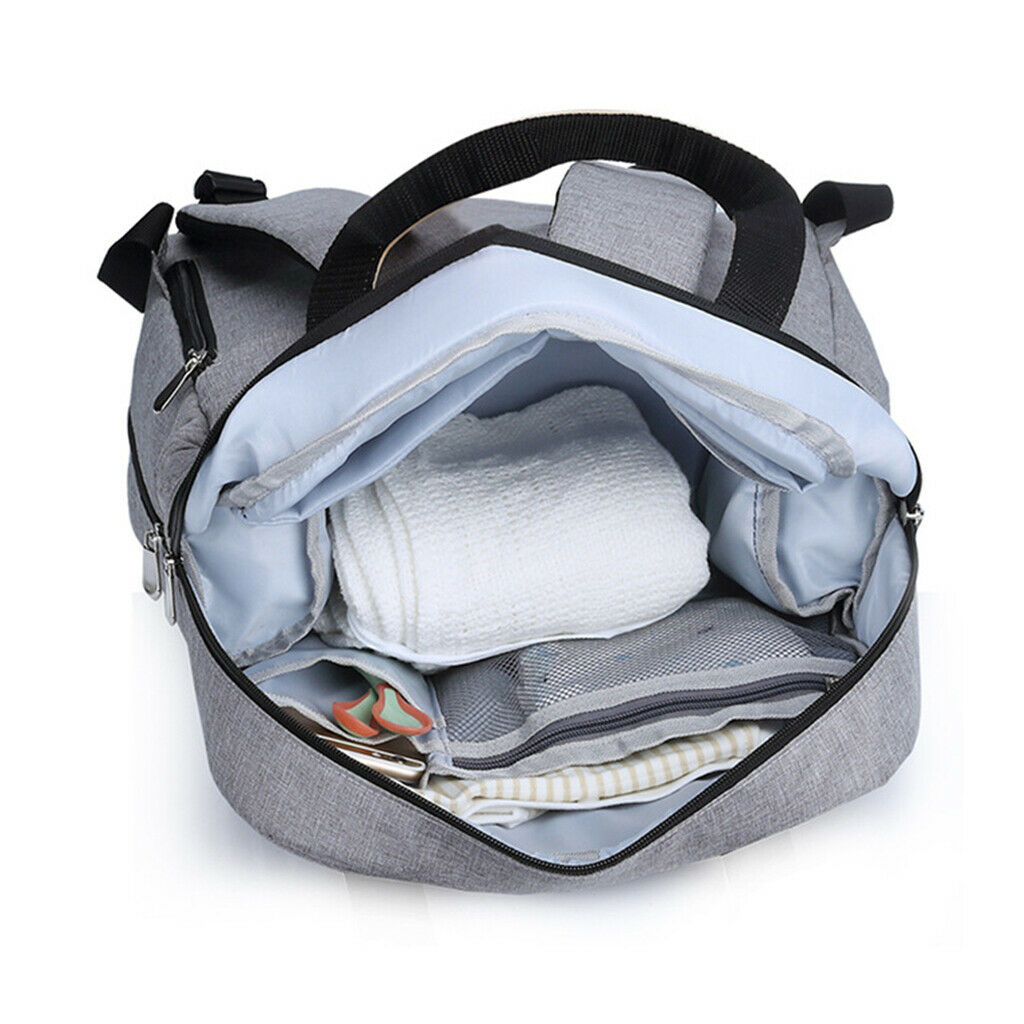 Waterproof Mummy Nappy Diaper Bag Baby Travel Changing Nursing Backpack Gray