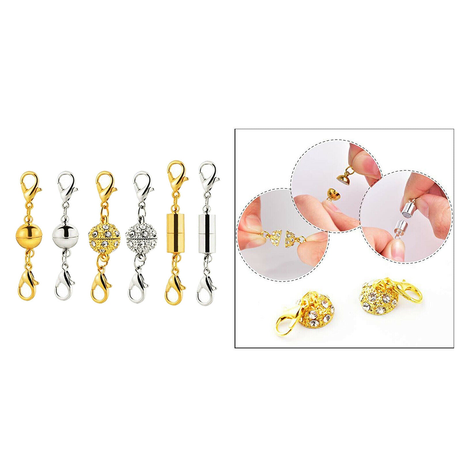 6Pcs Magnetic Clasp Locking Magnetic Lobster Clasps 40/45mm Extender Joiner