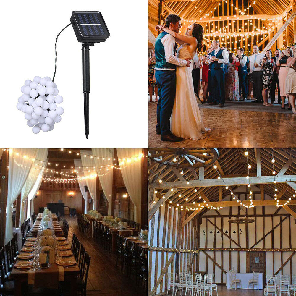 LED Solar String Lights Waterproof Crystal Balls Fairy Lamps Garden Decor @