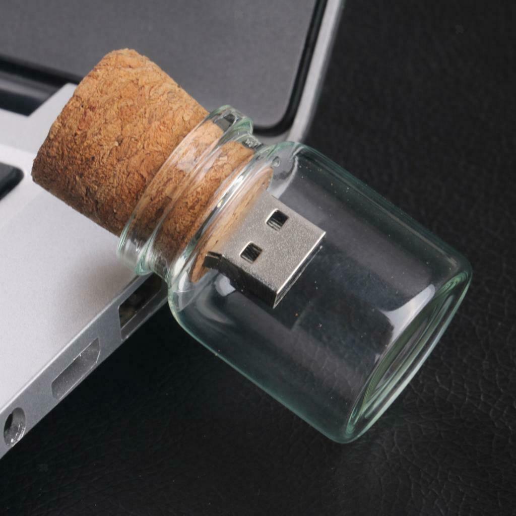 Wooden Cork Glass Bottle U-Disk3.0 32GB Flash Drive Memory Stick Lovely Gift