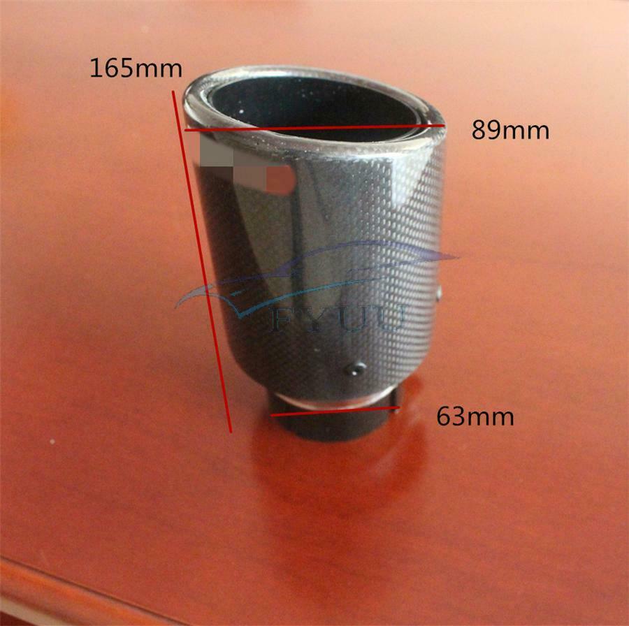 Car Exhaust Tips Exhaust Muffler Pipe Inlet 63mm Outlet 89mm Glossy Carbon Fiber