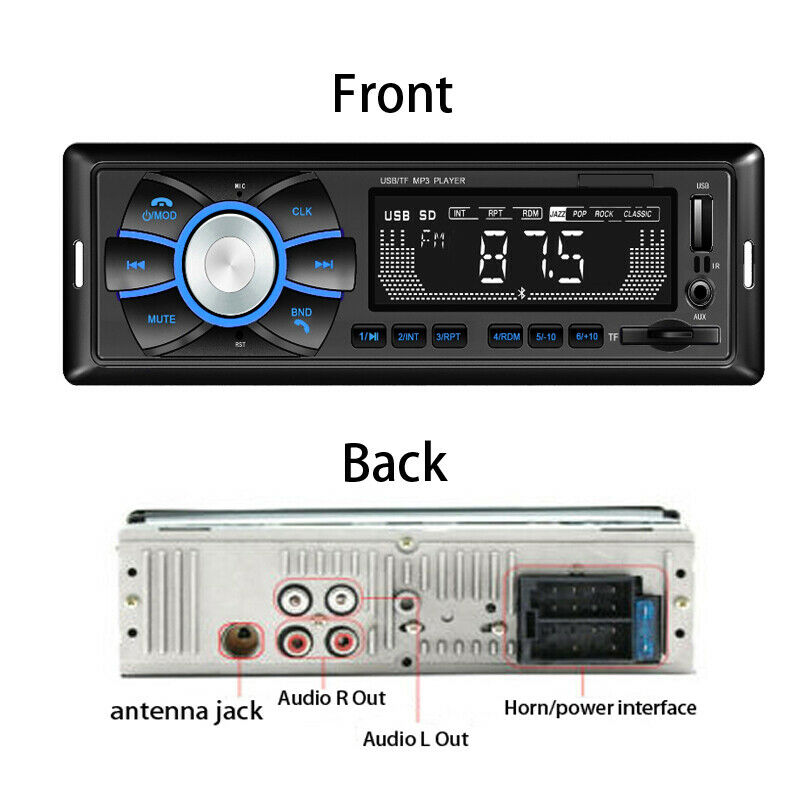 1 Din Car MP3 Bluetooth Music Player FM Radio Audio U Disk SD Card AUX Function