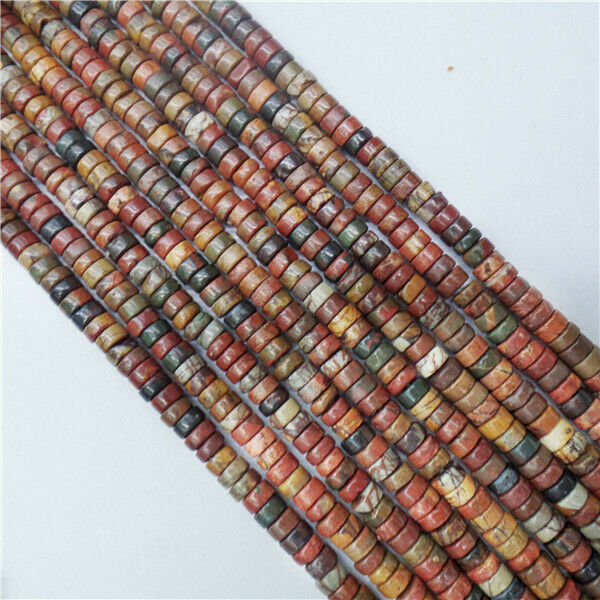 1 Strand 4x2mm Natural Picasso Jasper Heishi Disc Spacer Beads 15.5inch HH8950