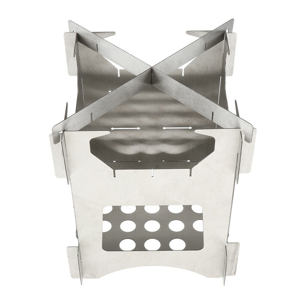 Stainless Steel Foldable Camping Stove Outdoor Picnic Wood Burner 20x16.5cm