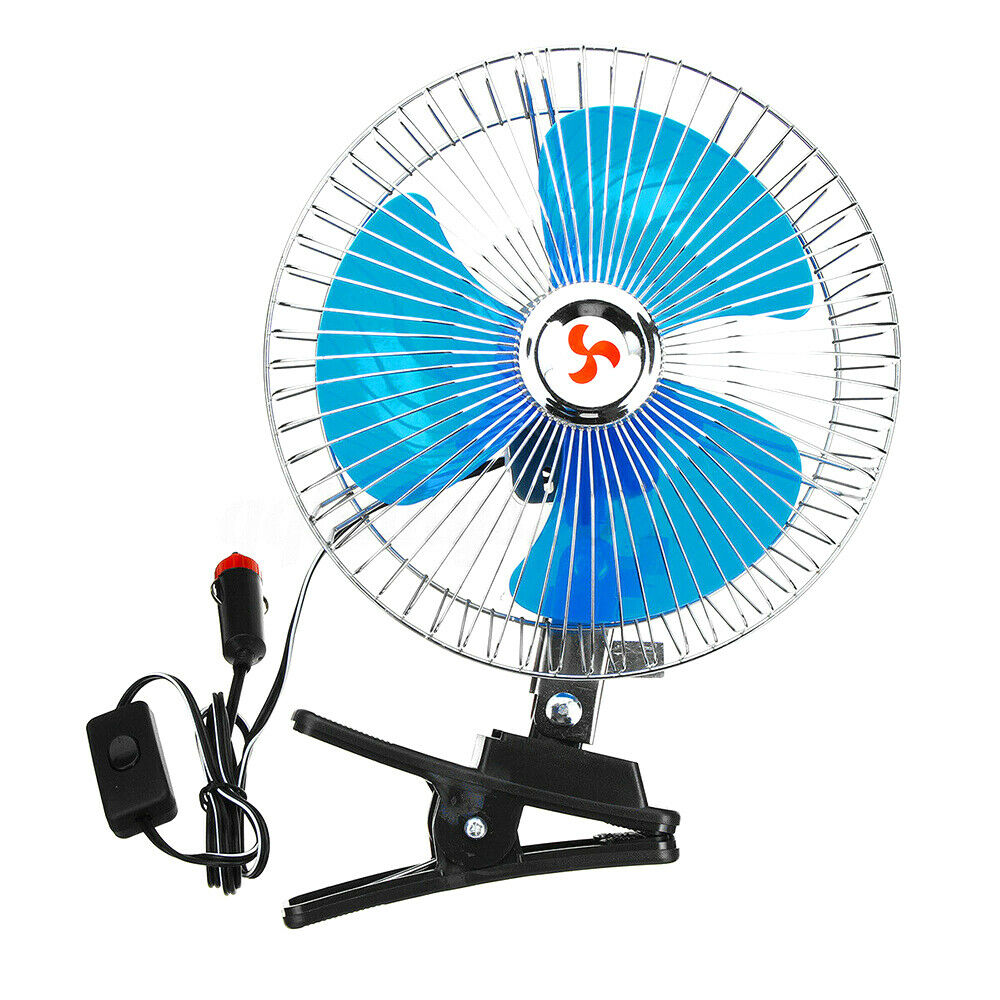 12V Auto Car Portable Dashboard Vehicle Truck Fan Clip-On Oscillating Cooling