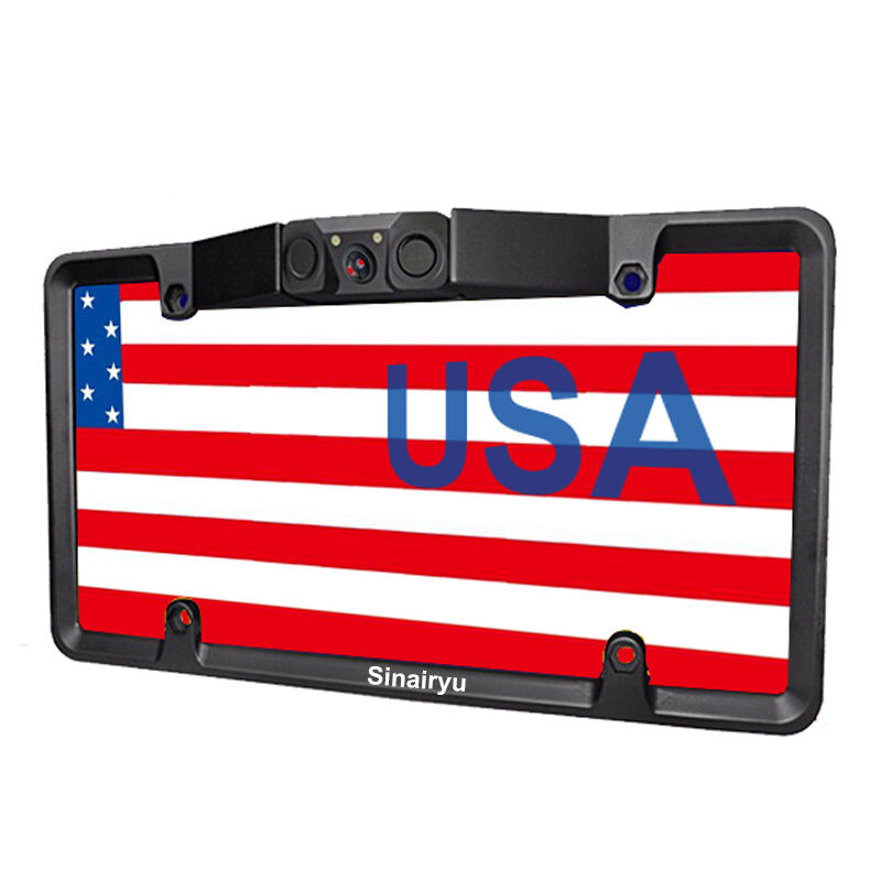 3In1 Car License Plate Frame Parking Sensor Radar Rearview Backup Camera Radar