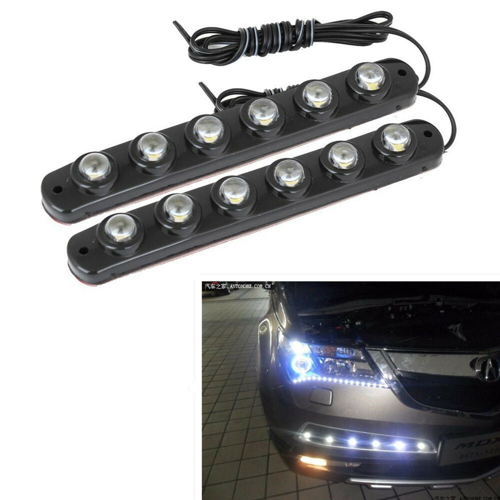 2Pcs 6 LED 12V Hawkey White Driving Fog Lamp DRL Daytime Running Lights For Benz