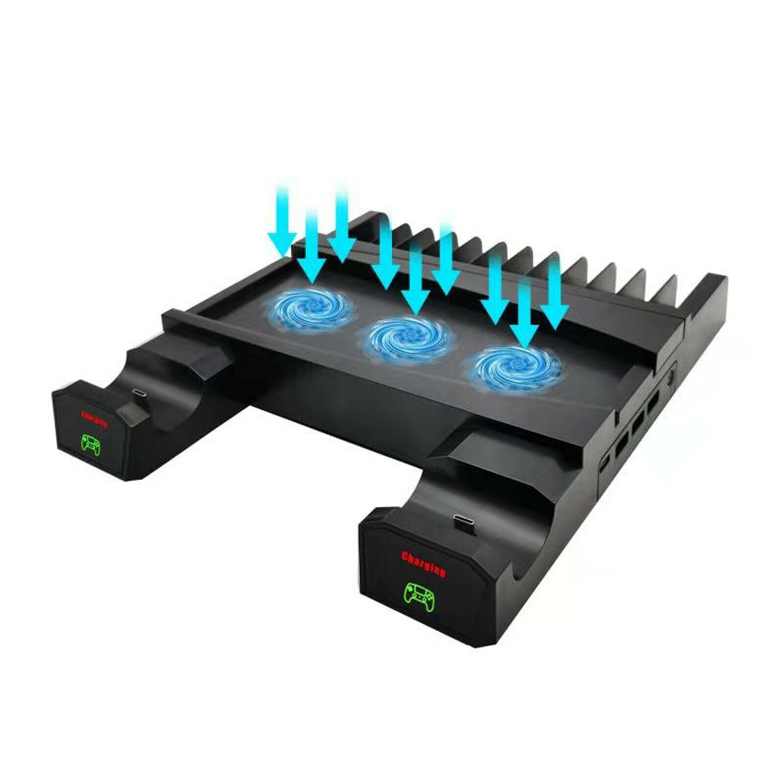 Stand Cooling Fan for PS5 Dock with Dual Controller EXT Port Game Organizer