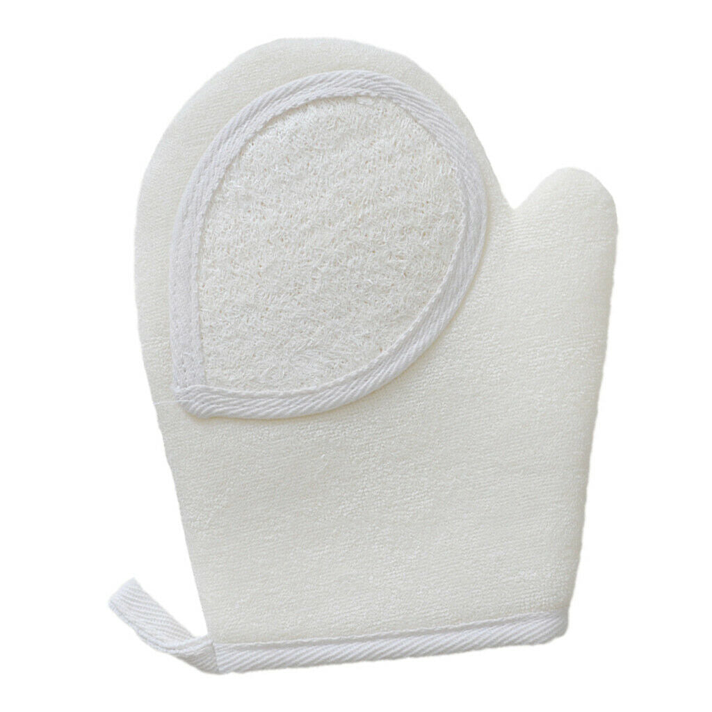 White Loofah Exfoliating Gloves Massage Shower Spa Brush Soap Arms Legs