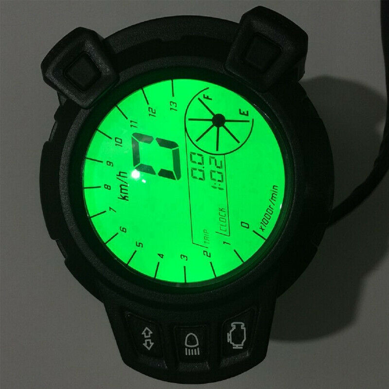 DC 12V Motorcycle 7 Color LCD Digital Speedometer Tachometer Odometer Gauge Km/h
