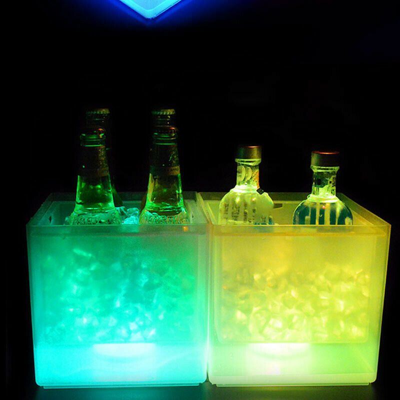 3.5L Bar KTV Plastic Electronic Ice Bucket LED Light Double Layer Square Ice BP9