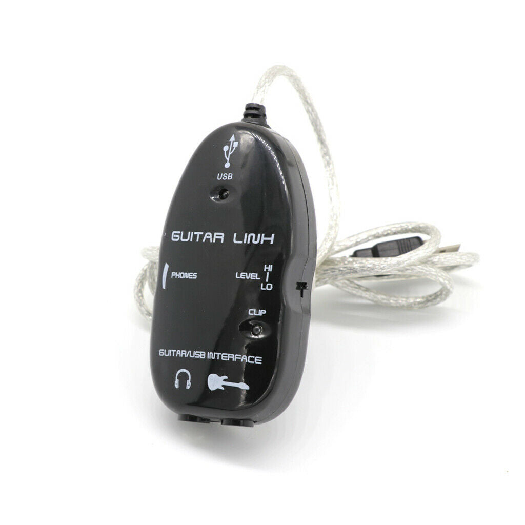 Black Guitar To USB Interface Link Cable Audio Adapters For PC/ Recording