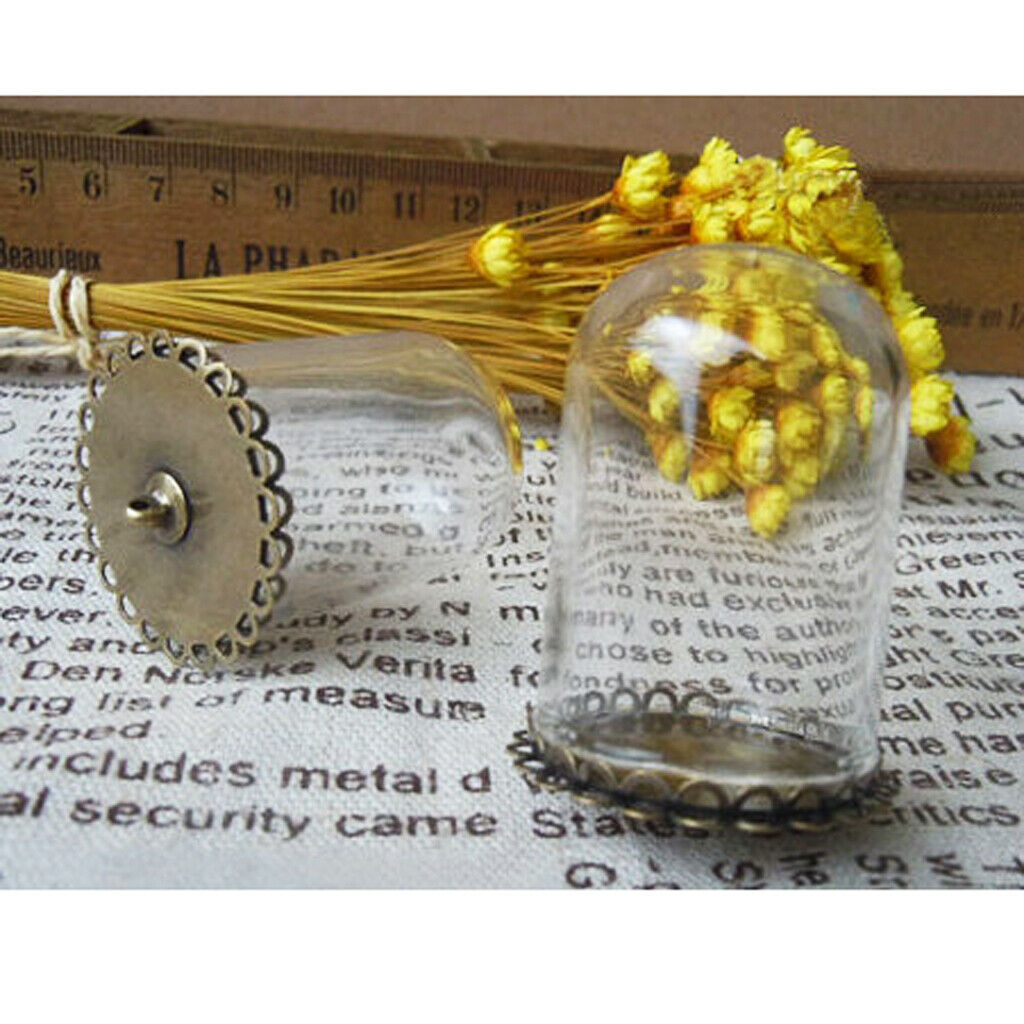 2 Pieces Clear Glass Cylinder Pendant DIY Vial Charms with Caps Setting Pendant