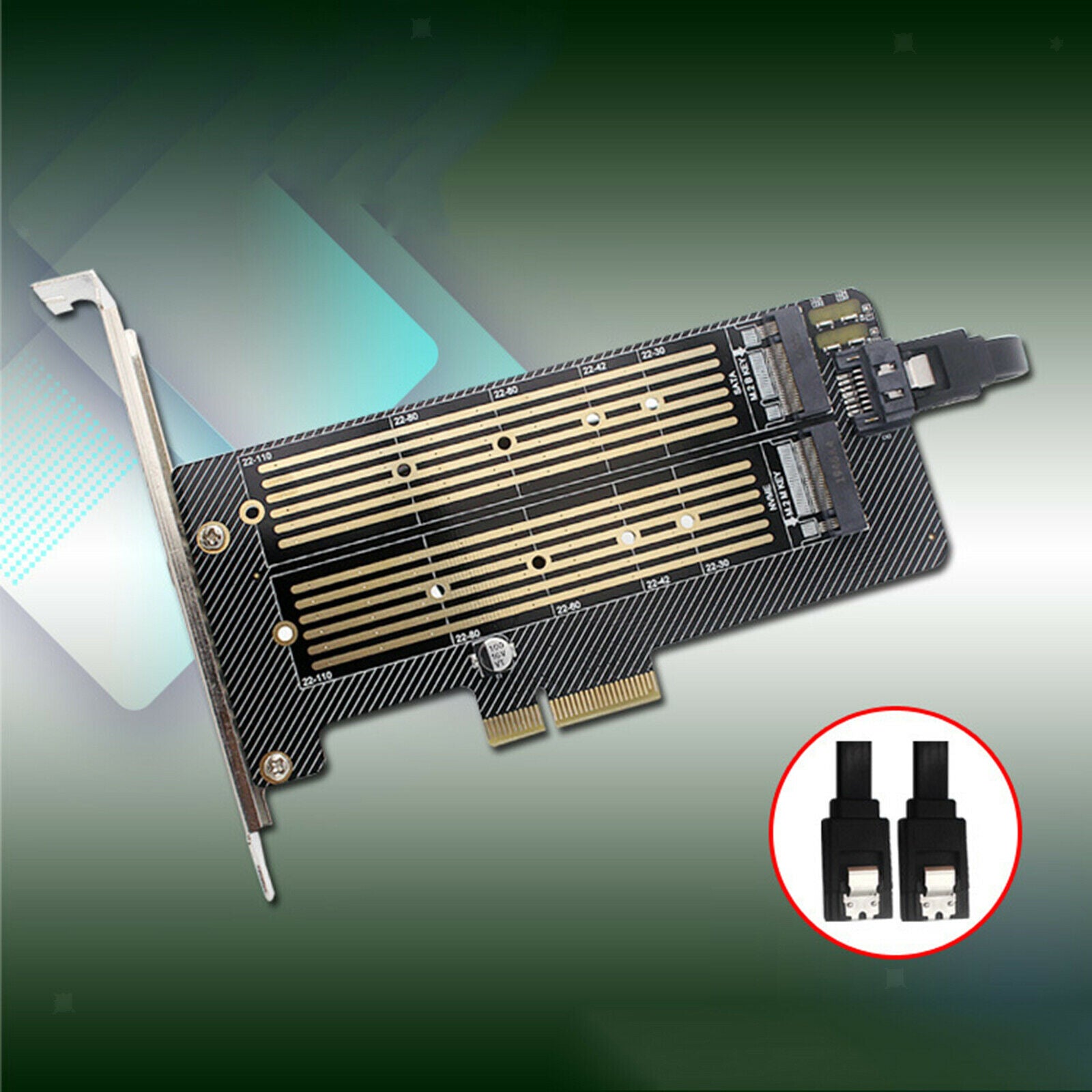 Dual PCIe to M.2 NVME Adapter M Key B Key For Desktop PC M.2 SATA SSD 2240