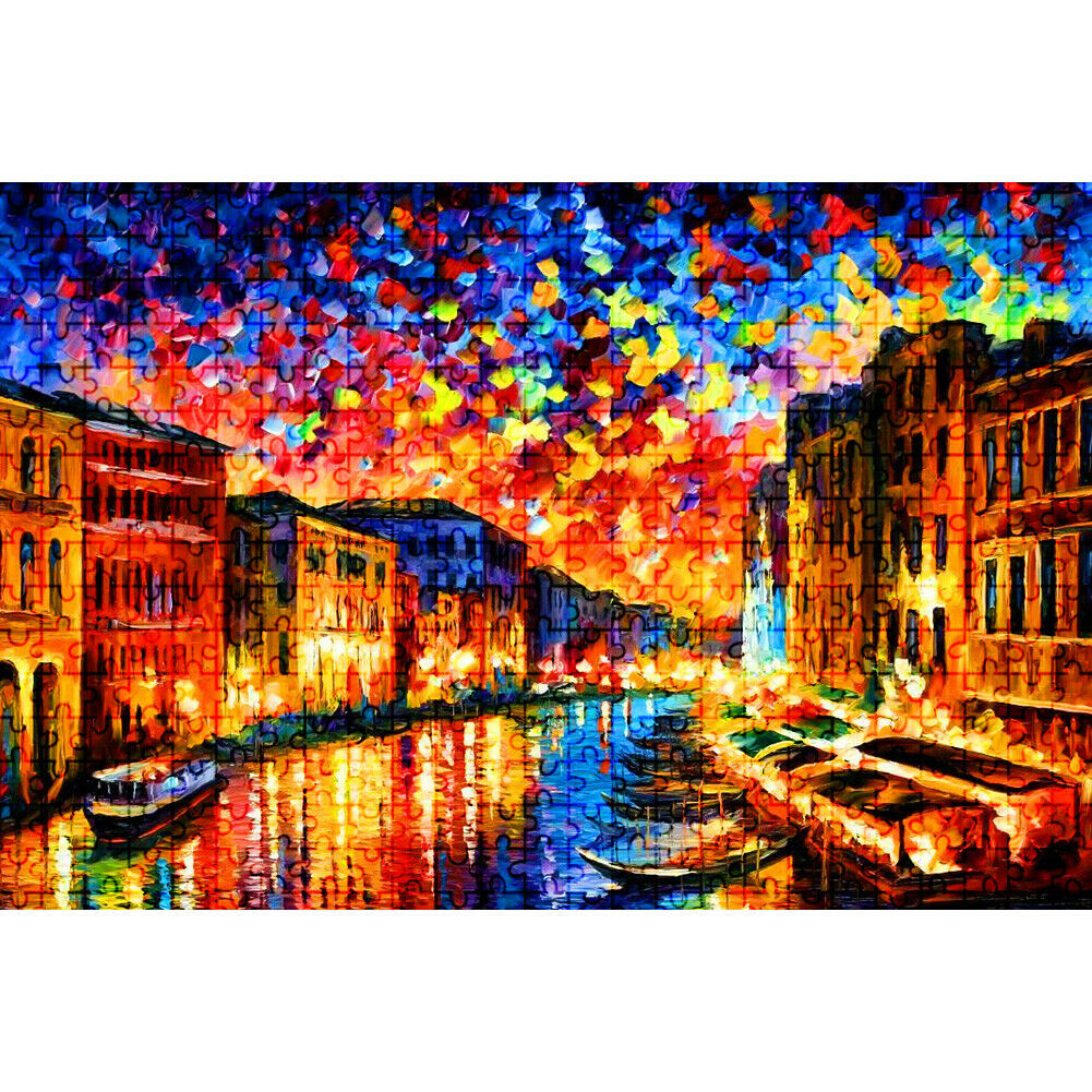 Water Night City Paper Puzzles 1000pcs Adults Kids Jigsaw Picture DIY Toys @