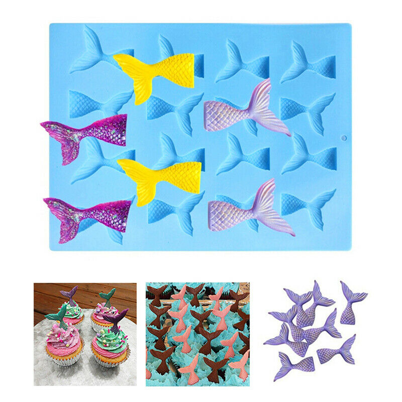 Mermaid Tails 16 Cavities Silicone Mold Chocolate Candy Jelly Molds Cake .l8