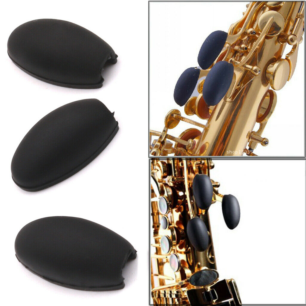 Pack of 3 Wind Instrument Saxophone Silicone Key Pad Black Musical Gifts