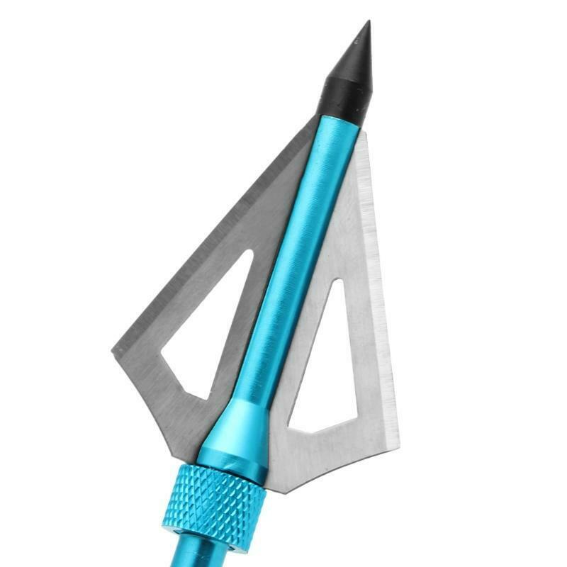 6 pcs Archery Hunting Broadheads 100 Grain 3 Blade Broad Screw Tips Arrow Heads
