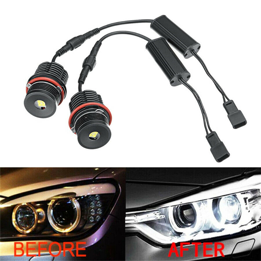 2Pcs 80W Angel Eyes LED Halo Ring Light Bulbs For BMW E63 E53 E39 E87 E83 M5 M6