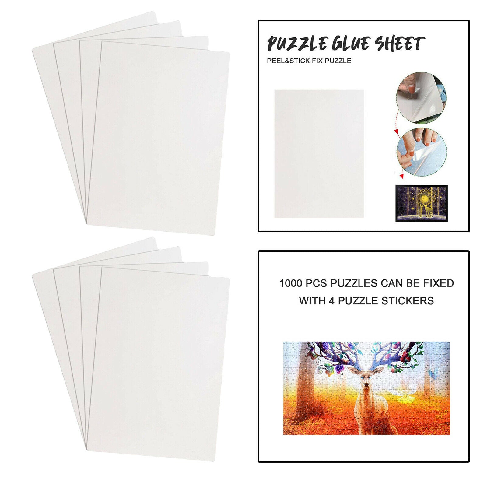 8x Clear Puzzle Glue Sheets Jigsaw Saver Puzzles Backing Gluing Sheet Paper