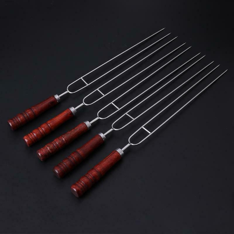 5pcs Roasting Forks With Bag Camping Hot Dog Skewers BBQ Forks Barbecue Tool