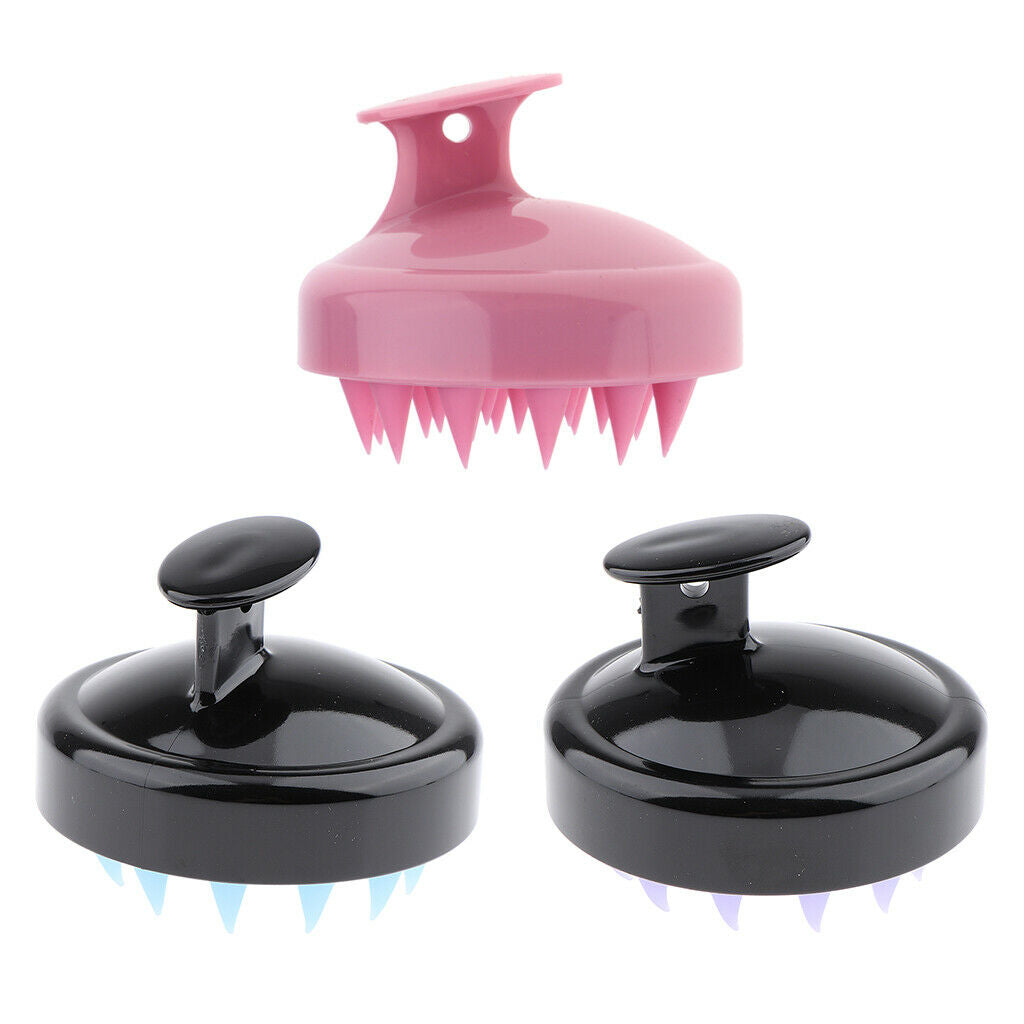 3Pcs Soft Silicone Shampoo Brush Scalp Head Massage Hair Cleaning Brush