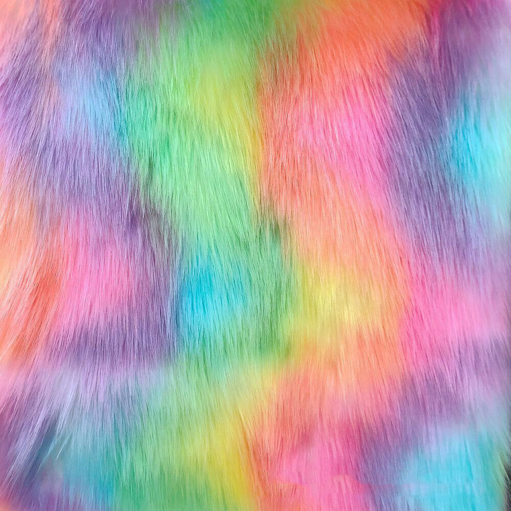 A4 Faux Fox Fur Fabric Rainbow Plush Patchwork Clothing Sewing Carpet Sofa DIY