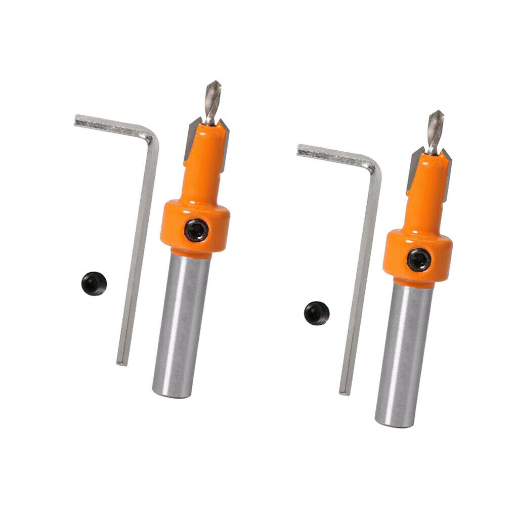 2PCS 8mm Shank Countersink Drill Bits Woodworking Chamfer Counter Bits 4.0mm
