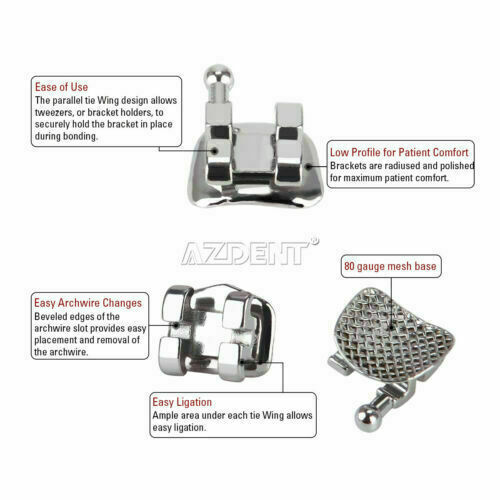 40packs Dental Bracket Brace Edgewise Slot.018 Hooks 3-4-5 Orthodontic AZDENT