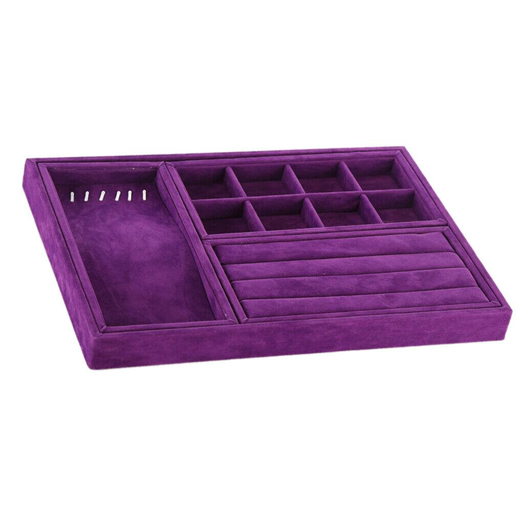 Velvet Jewelry Box Necklace Rings Display Holder Storage Organizer Purple