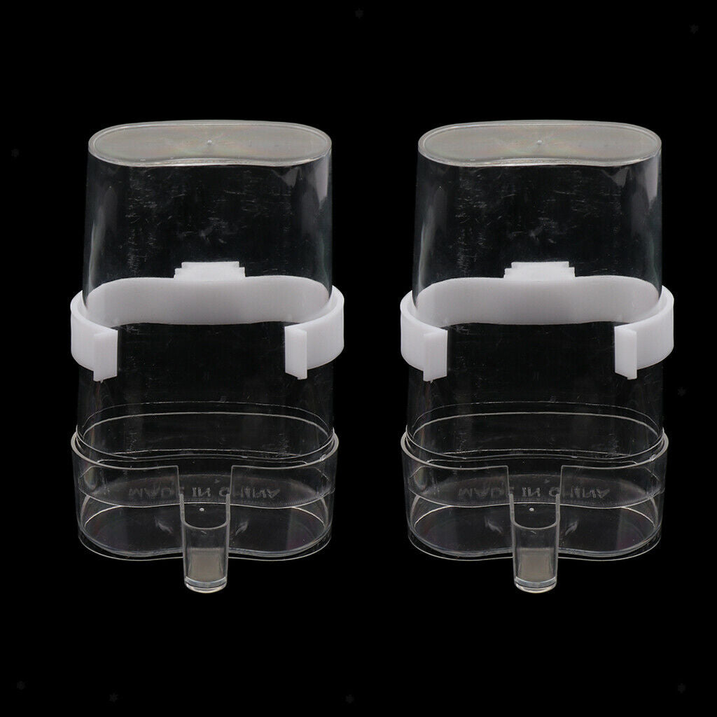 2x Plastic Bird Pet Water Drinker Food Feeder for Lovebirds Budgie Parrot