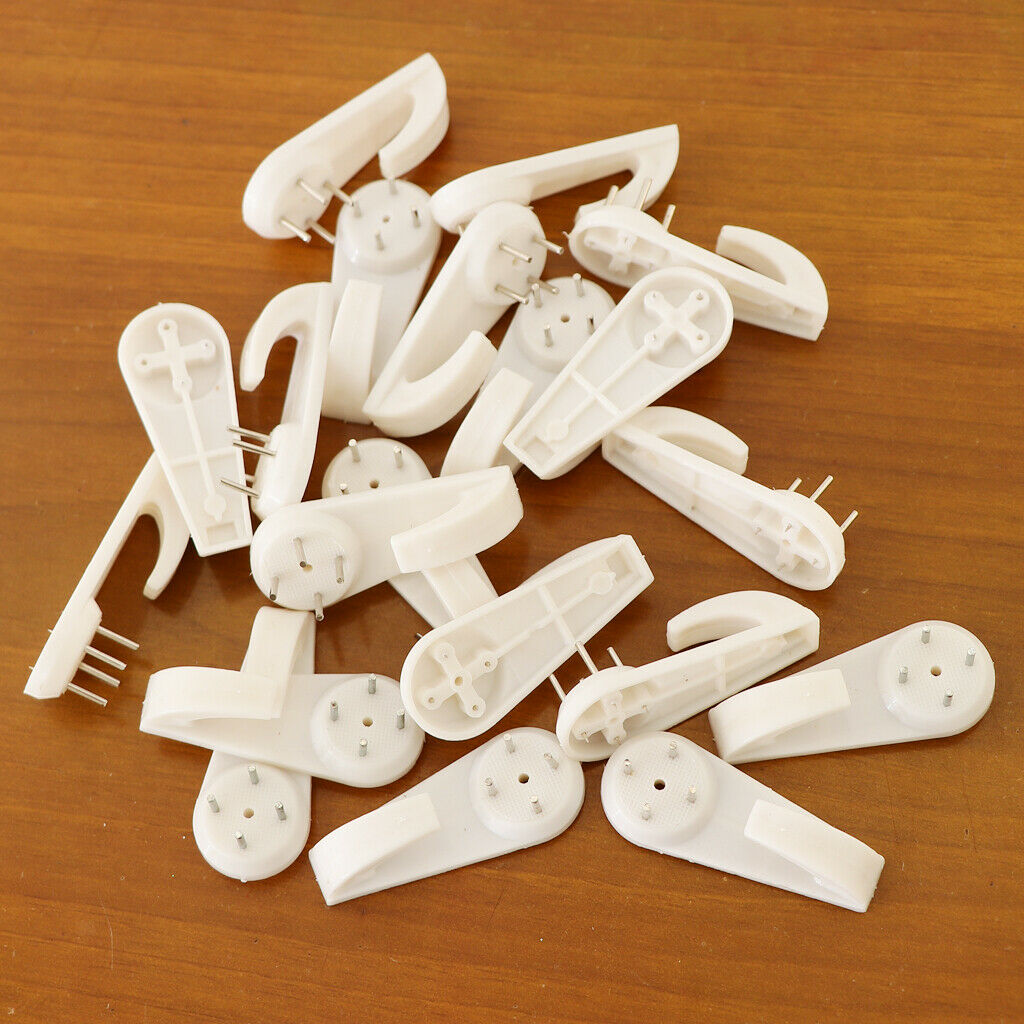 40 Plastic Picture Frame Wall Hooks Photos Mirror Hanging 4-Pin 21x50mm/20x40mm