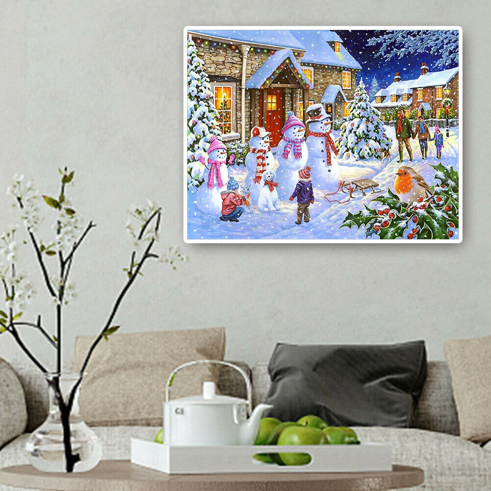 Full Drill Round Diamond Painting Christmas Cross Stitch Embroidery Craft @