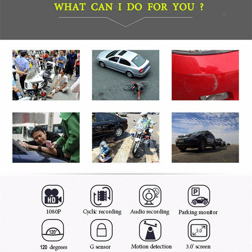 3.0'' 720P DVR Dash Cam Recorder Car Video Recorder with Bracket/Car Charger