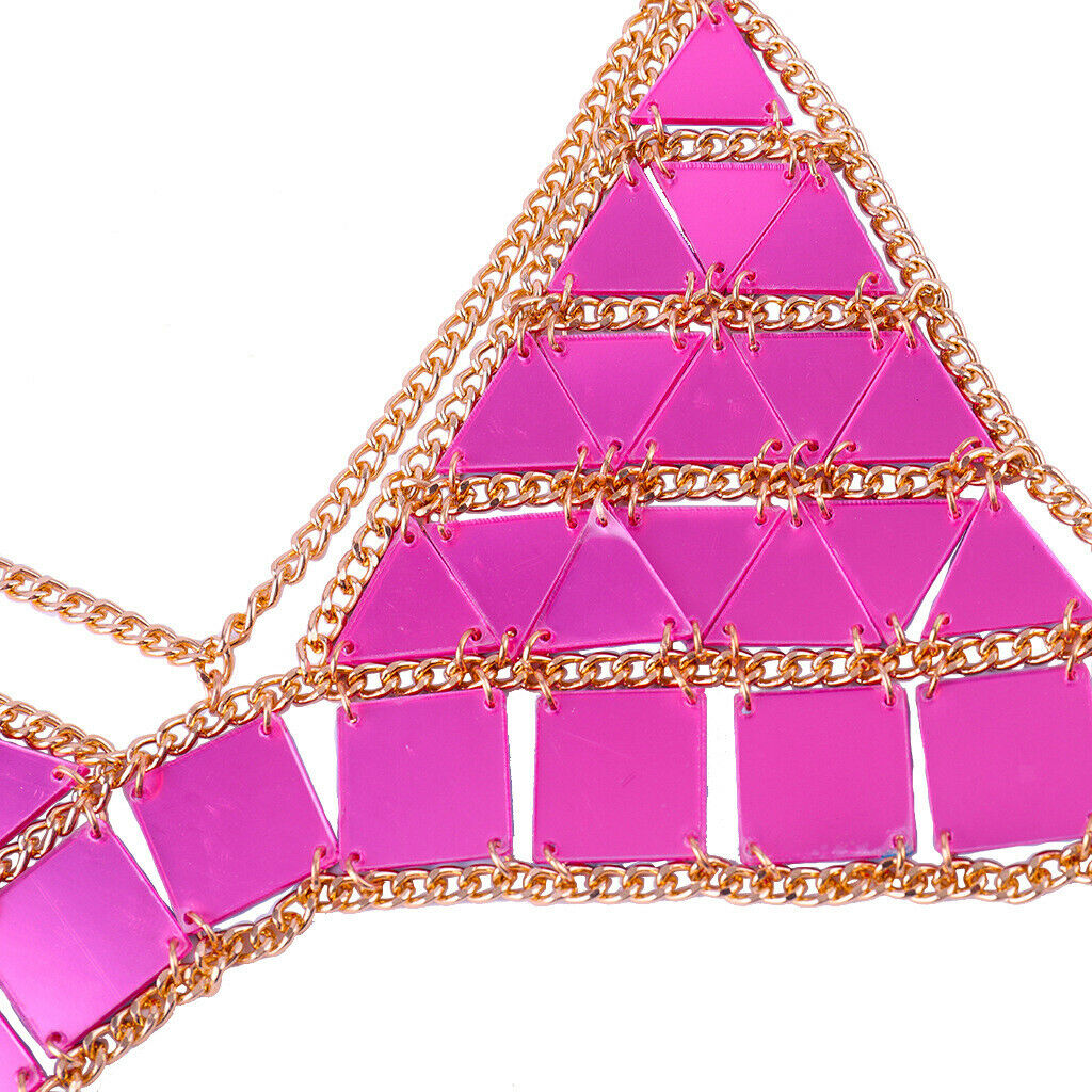 Triangle Sequin Halter Bra Chain Women Summer Bikini Rose Red Chest Chain