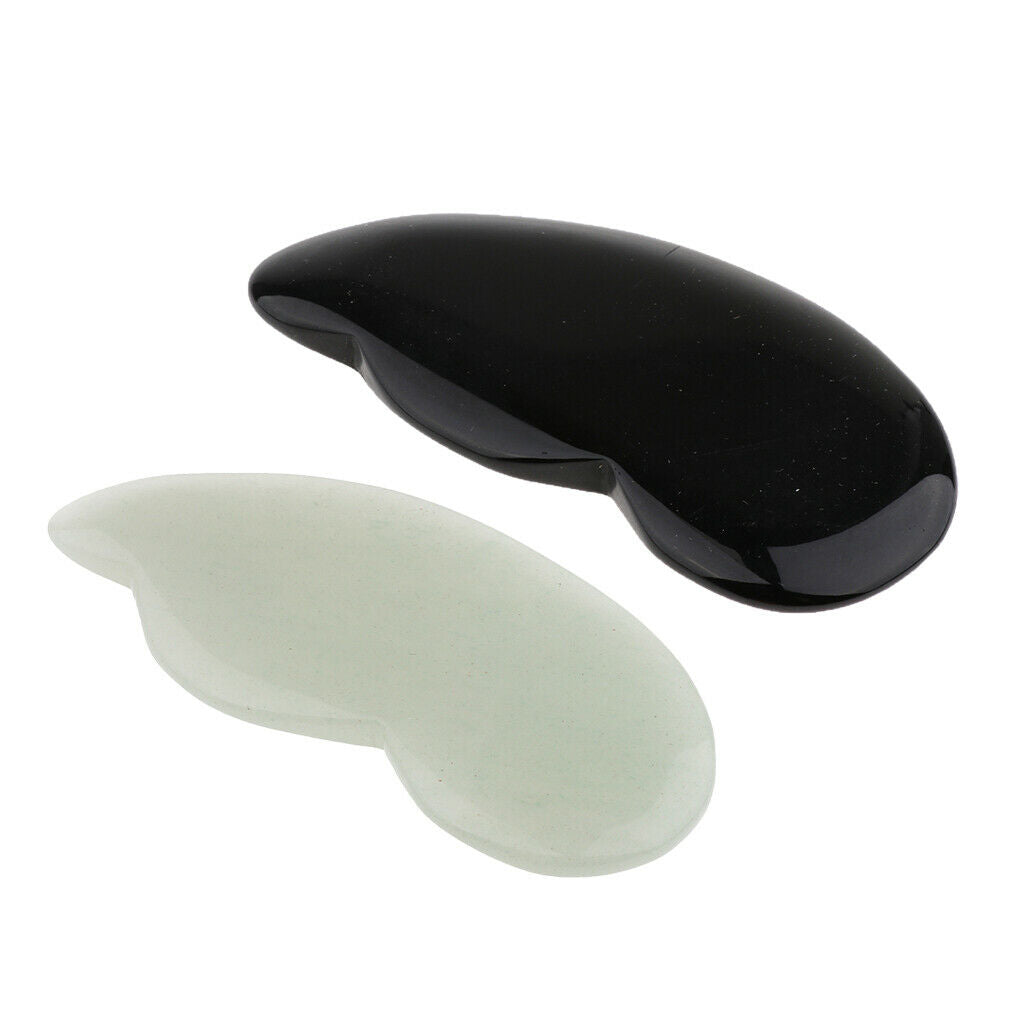 Jade Gua Sha Board Guasha Scraping Massage Tool for Neck Face Back Arm Black