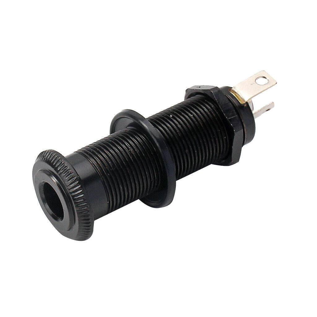Cylinder Flush-mounted Stereo Output Socket for Bass Guitar Black Metal Parts A.